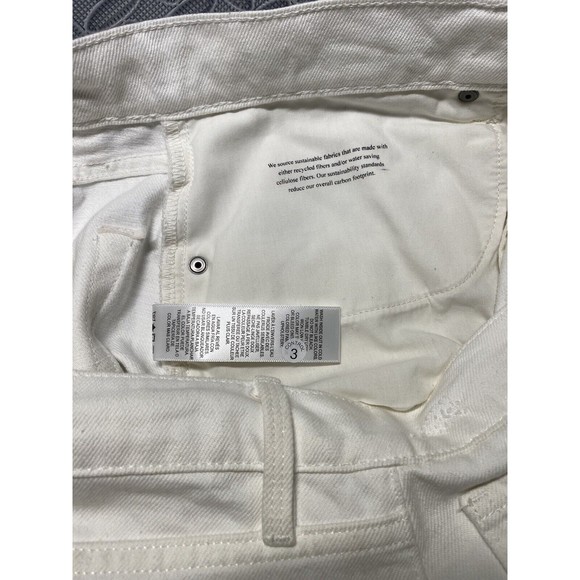 New FRAME Le Original Front-Cuff Cropped WHITE HIGH RISE STRAIGHT Fit Jeans Sz31 - Picture 11 of 12